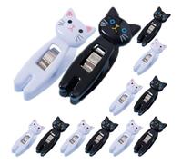 VILLCASE Pinzas de Plástico Multiusos para Notas y Ropa Diseño de Gato, 12 Piezas, Resistentes al Viento, Ideales para Oficina y Fiestas