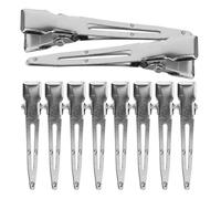 VILLCASE Pinzas Pelo de Cocodrilo Metálicas de Acero Inoxidable Plata Bordes Suaves, Herramienta Versátil para Uso en Casa y Salón Profesional