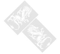 VILLCASE Plantillas Delicadas de Dragones para Pintar Diy, 2 Piezas de Pvc Blanco Fáciles de Usar para Proyectos Creativos y Dibujo Artístico