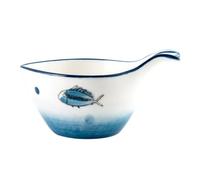 VILLCASE Platillo y Guardar Salsas Cocina con Asa para Mojar de Cerámica Azul Resistente al Horno, Adecuado para Uso Familiar Reutilizable