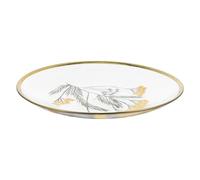 VILLCASE Plato de Vidrio Ligero y Práctico y Estampado Floral Borde Dorado Plato Decorativo para Ensaladas y Servicio de Comida Hogar
