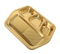 VILLCASE Plato Dividido Rectangular de Acero Inoxidable Dorado para Barbacoa 3 Compartimentos, Resistente y Elegante para Servir Variedad de Alimentos