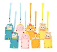 VILLCASE Porta Credenciales para Tarjetas Diseño de Dibujos Animados 8 Piezas Surtidas Funda de Pvc Flexible y Resistente Bolsa para Tarjetas de Identificación para Oficina Color Aleatorio