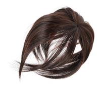 VILLCASE Postizo de Flequillo Marrón Clip para Mujer, Tupé Ligero de Fibra Sintética Aspecto Natural, Adecuado para Fiestas y Disfraces
