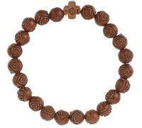 VILLCASE Pulsera de Cuentas de Madera Simulada Cruz, Color Café, para Hombre y Mujer, Diseño Rosario, Joyería Religiosa Unisex, Pulsera de Dijes para Uso Diario y Obsequio
