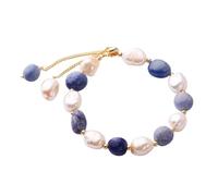 VILLCASE Pulsera de Perlas y Cristales Naturales de Aventurina Azul, Joya Artesanal para Mujer, Elegante Muñeca para Fiestas y Uso Diario, Diseño Simple Cadena Ajustable