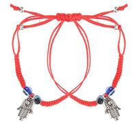 VILLCASE Pulsera del Mal de Ojo Ajustable de Cuerda Roja para Mujer y Hombre, Pulsera Protectora Cuentas Azules y Mano, Accesorio Unisex de Buena Suerte y Estilo Moderno