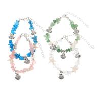 VILLCASE Pulsera Oceánica para Mujer 4 Piezas Elástica con Cuentas de Grava y Dijes Marinos de Conchas Tortuga y Estrella de Mar Ajustable Colores Transparente Verde Azul y Rosa
