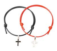 VILLCASE Pulseras de Cruzadas de Cordón Encerado 1 Par en Negro y Rojo Pulseras Hechas a Mano para Muñeca Joyas Estéticas para Amistad y Uso Diario