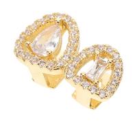 VILLCASE Rejilla de Metal Hueca Doble Circonitas para Cosplay Hip Hop Accesorios para Parrillas de Dientes Tapas Doradas de Moda para Disfraz de Rapero