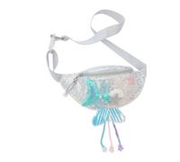 VILLCASE Riñonera para Niñas Pequeña Lentejuelas de Sirena Plateadas, Bolso de Pecho y Cintura para Viaje y Uso Casual, Bolso Bandolera Infantil Multifuncional