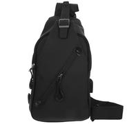 VILLCASE Riñonera USB para Hombre Bandolera Ligera de Nailon Resistente Bolso Cruzado Compacto para Deporte Viaje y Uso Diario Color Negro