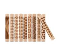 VILLCASE Rodillos de Madera para Arcilla Cerámica, 10 Piezas Patrones Texturizados, Herramienta Manual para Modelado y Estampado en Proyectos de Cerámica y Artesanía, Tamaño Pequeño