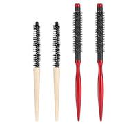 VILLCASE Set de 4 Cepillos Rizadores para Cabello Rizado y Flequillo Mango de Madera Tubos de Aluminio Kit Portátil para Peinado Profesional en Casa y Viaje