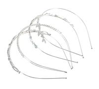 VILLCASE Set de 4 Diademas de Boda Diseño de Doble Capa y Gemas de Imitación en Aleación Plateada para Mujeres, Cómodas y Elegantes para Fiestas y Bodas