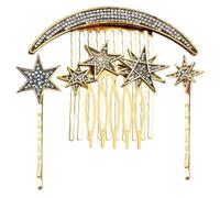 VILLCASE Set de 4 Peinetas Laterales Vintage Horquillas de Estrella y Luna Pinzas Cabello Finas y Gruesas Diseño Antiguo Accesorio Cabello de Novia y Uso Diario