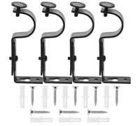 VILLCASE Soportes de Varilla para Cortinas Ajustables y Telescópicos de Metal Negro, Paquete de 4 Piezas Diseño Clásico y Apariencia Simple para Instalación en Pared