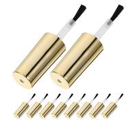 VILLCASE Tapas de Esmalte de Uñas Pequeñas con Cepillo de Repuesto, 10 Piezas, Tapa Dorada para Botellas de Gel de Uñas de 10 Ml, Accesorio Ligero y Reutilizable para Salón y Uso Doméstico