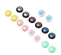 VILLCASE Tapas De Joystick Antideslizantes 16 Piezas Con Diseño De Patita De Gato, Fundas De Silicona Para Agarre Cómodo, Protectores Para Mandos De Consola De Juegos, Multicolor