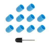 VILLCASE Tapas para Lijar Uñas Azul 10 Piezas con Cabezal para Pulir Uñas, Gorras de Arena Resistentes al Desgaste para Manicura Profesional y Cuidado de Cutículas