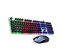 VILLCASE Teclado y Ratón USB Retroiluminados Ergonómicos para Ordenador y Práctico para y Uso