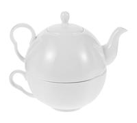 VILLCASE Tetera con Tazas Juego de Té Inglés de Porcelana 620ml Blanco, Resistente al Calor, Superficie Lisa, Diseño Clásico Británico, para Café y Bebidas Calientes, Té Tarde y Catas