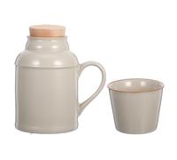 VILLCASE Tetera Retro de Cerámica Beige de 460ml Asa para Hervir Agua, Diseño Clásico Vintage, Multifuncional y Adecuado para Cocina y Mesas Auxiliares