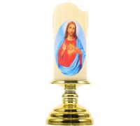 VILLCASE Vela LED Religiosa Sin de Jesús para Oraciones Decoración Religiosa y Públicos Función de Batería para Hogar y Iglesias