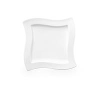Villeroy & Boch 1025252647 NewWave Plato de Desayuno cuadrado, de Onduladas Formas, Porcelana, Blanco, 24 cm