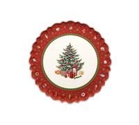 Villeroy & Boch 14-8585-2200 Bandeja para Tartas Redonda Toy's Delight, para Navidad, 33 cm, en Festivo Embalaje de Regalo, Porcelana, Rojo, Redondo