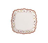 Villeroy & Boch 14-8585-2580 Plato para Servir Toy's Delight, para Navidad, 26 x 26 cm, en Festivo Embalaje de Regalo, Porcelana, Blanco/Multicolor, Cuadrado