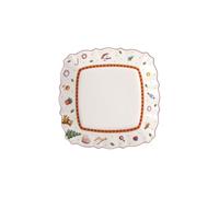 Villeroy & Boch 14-8585-2649 Plato de Desayuno Rectangular Toy's Delight, para Navidad, 22 x 22 cm, Porcelana, Blanco/Rojo