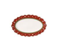 Villeroy & Boch 14-8585-2910 Bandeja Ovalada Toy's Delight, para Navidad, 50 x 31 cm, en Festivo Embalaje de Regalo, Porcelana, Rojo
