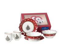 Villeroy & Boch 1485857281 Toy's Delight Breakfast for Two Servicio de desayuno para 2 personas, Porcelana Premium, Rojo, Juego de 6 piezas