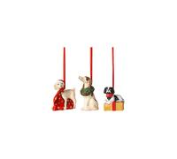 VILLEROY & BOCH Adorno navideño 3 piezas 5x5x7,5cm PERROS multicolor