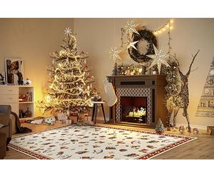 Villeroy & Boch Alfombra de Diseño Nostalgic - Toy's Delight - Manta de Árbol de Navidad, Árbol de Navidad para Salón, Dormitorio, Comedor, Pasillo - Rojo Multicolor, 160 x 230 cm
