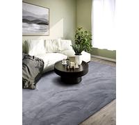 Villeroy & Boch Alfombra Shaggy Leon - Alfombra mullida de pelo largo para salón, color liso, suave y fácil de limpiar, para salón, comedor, dormitorio, habitación de los clientes - antracita, 120 x