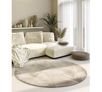 Villeroy & Boch Alfombra Shaggy Leon Redonda, mullida, de Pelo Alto, para salón, Color Liso, Suave, fácil de Limpiar, Pelo Largo para salón, Comedor, Dormitorio, habitación de los Clientes - Crema,