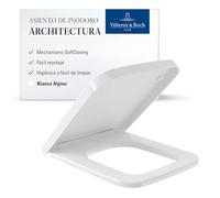 Villeroy & Boch Architectura - Asiento de inodoro cuadrado con cierre suave - Plástico termoendurecible extraíble e irrompible - Pieza original - Blanco alpino brillante