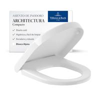 Villeroy & Boch Architectura, asiento de inodoro - Tapa de WC blanco brillante de Duroplast resistente - Aro con bisagras de acero inoxidable - Diseño en forma de D - Recambio original