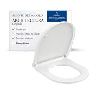 Villeroy & Boch Architectura SlimSeat, asiento de inodoro - Tapa de WC blanca de Duroplast - Con bisagras de acero inoxidable - Tapa de inodoro ultraplana en forma de D - Pieza de recambio original