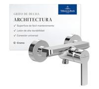 Villeroy & Boch Architectura SmartPressure, grifo de ducha cuadrado con cartucho de cerámica, grifo mezclador de ahorro de agua SmartPressure, cromado