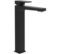 Villeroy & Boch Architectura Square - Grifo de lavabo elevado (con desagüe push-abierto, ahorro de agua, altura de caño 258 mm, rectangular, color negro mate