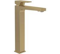 Villeroy & Boch Architectura Square - Grifo de lavabo elevado, grifo de baño con desagüe push-open, ahorro de agua, altura de caño 258 mm, rectangular, oro cepillado