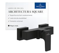 Villeroy & Boch Architectura Square - Grifo mezclador de ducha con antireflujo y cartucho de cerámica, monomando para montaje en superficie, color negro mate