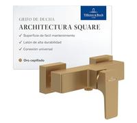 Villeroy & Boch Architectura Square - Grifo mezclador de ducha con antireflujo y cartucho de cerámica, monomando para montaje en superficie, color dorado cepillado