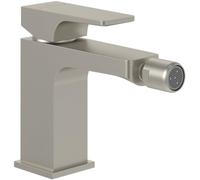 Villeroy & Boch Architectura Square - Grifo monomando para bidé con barra de tracción y cartucho de cerámica, grifo bidé para ahorro de agua, altura de caño 100 mm, rectangular, níquel cepillado mate