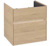 Villeroy & Boch Armario bajo lavabo Collaro, 2 extraíbles, centro lavabo, con iluminación, 554x546x444mm, C008B0VJ, Color: Carcasa/frontal: roble nórdico, tirador: Gris cachemira