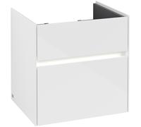 Villeroy & Boch Armario bajo lavabo Collaro, 2 extraíbles, centro lavabo, con iluminación, 554x546x444mm, C008B0DH, Color: Frontal/carcasa: blanco brillante, mango: blanco mate