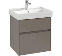 Villeroy & Boch Armario bajo lavabo Collaro, 2 extraíbles, centro lavabo, con iluminación, 554x546x444mm, C008B0MS, Color: Frontal/carcasa: blanco mate, mango: blanco mate